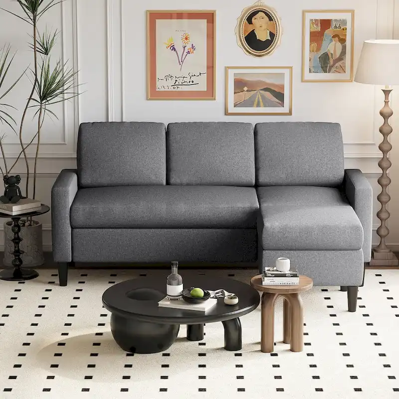 Futzca 74 Convertible Sectional Sofa Couch, Small L-Shaped Sofa