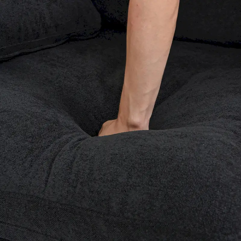 Black Commix Down Filled Overstuffed Sectional Sofa with Ottoman