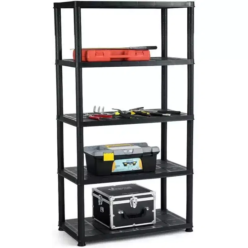Gymax 1/2PC 5-Tier Freestanding Heavy Duty Storage Shelf Rack for Indoor & Outdoor Use Black