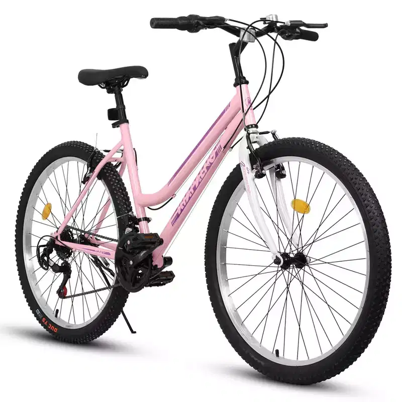 Okak 24/26IN Mountain Bike with Carbon Steel Frame, Adult Bike with 21-Speed System and Dual V-Brake, Kids Dirt Bike for Adult and Teens