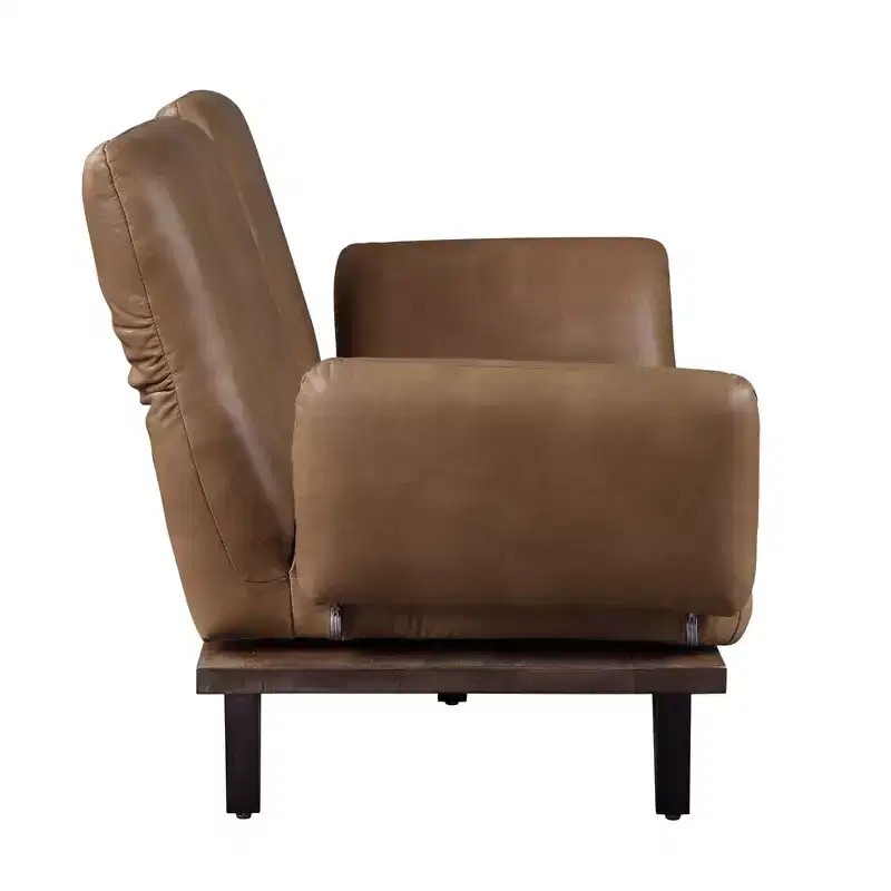 88 Narech Sofa with Swivel Nutmeg Top Grain Leather - Acme Furniture: Includes 2 Accent Pillows, Wood Frame