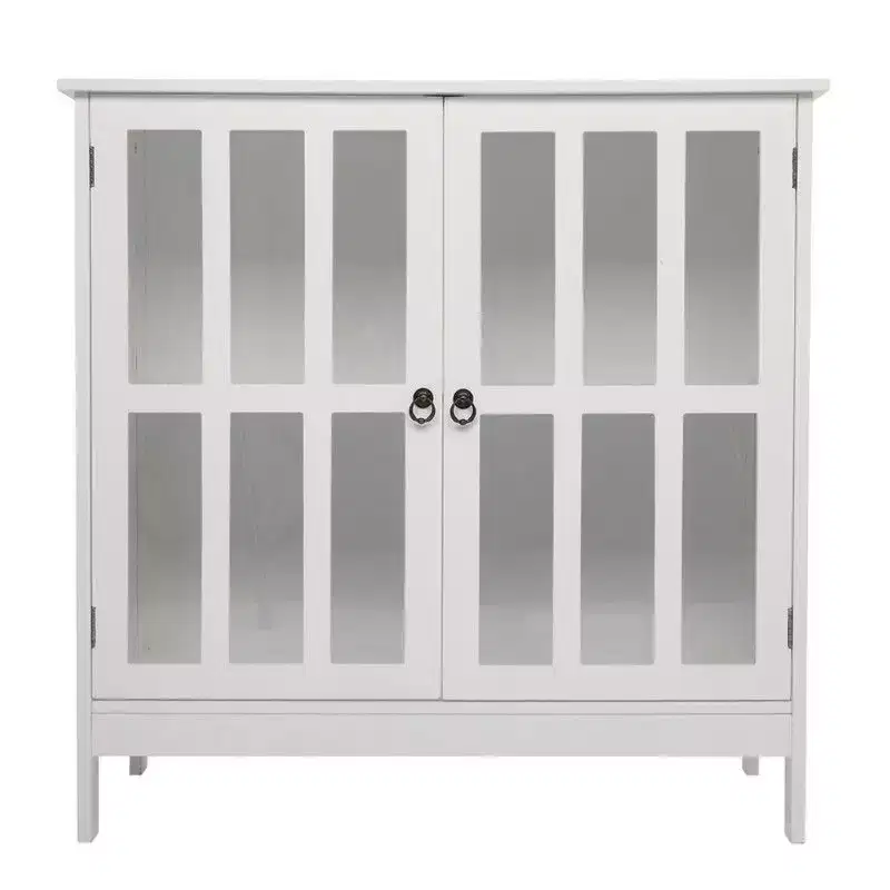 Karl Home Transparent Door Free Standing Accent Storage Cabinet For Kitchen Dining White