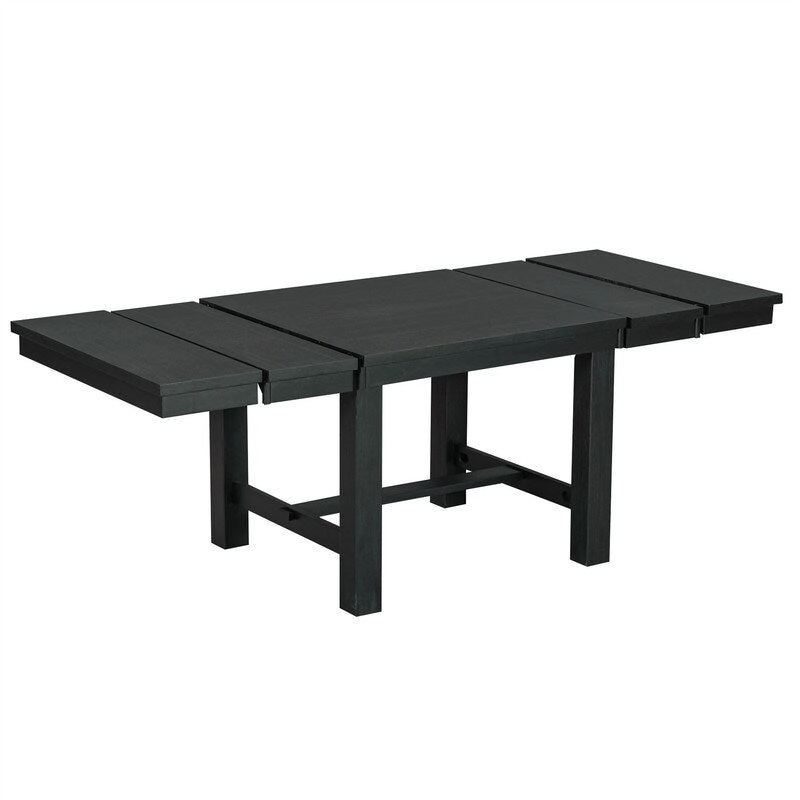 6-Piece Dining Kitchen Table Set, Extendable Wood Dining Table, 4 Upholstered Dining Chairs and Bench, Two 11 Removable Leaf