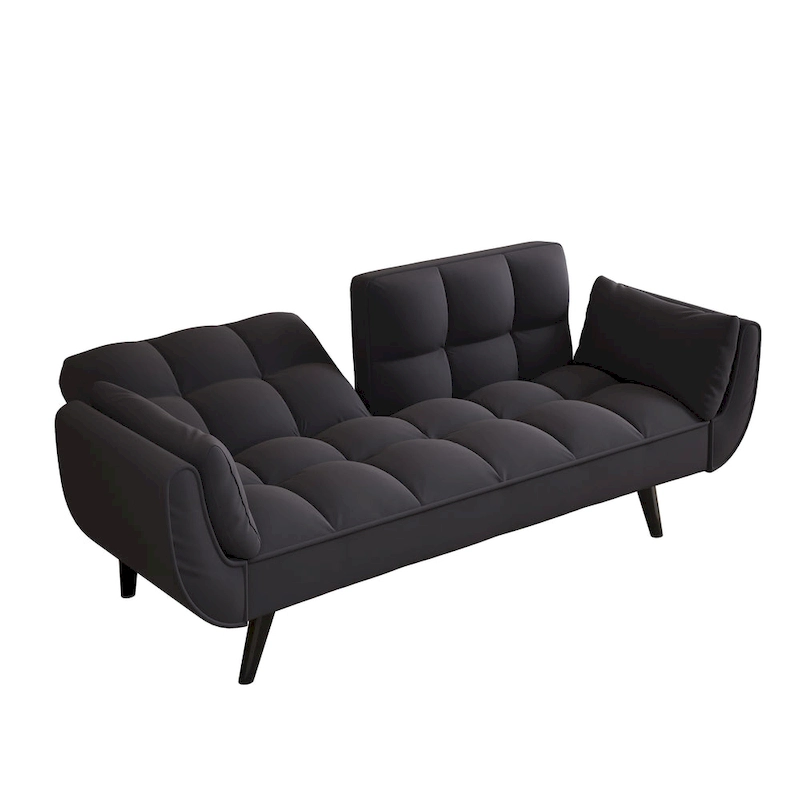 57 Sofa Bed,Polyester Blend Comfy Futon Couch Bed with 2 Square Pillows, Convertible Sleeper Sofa with Adjustable Backrest