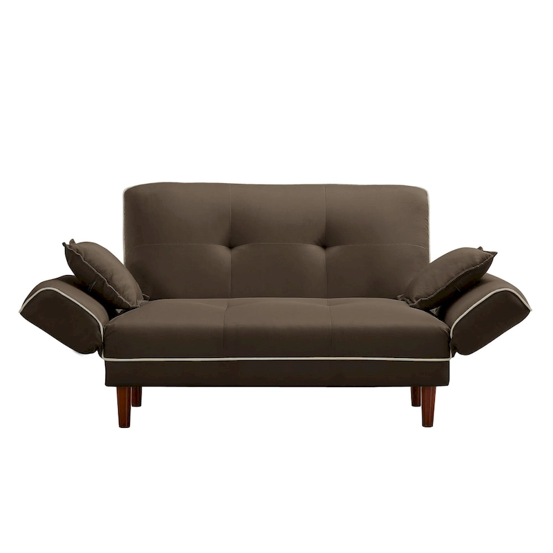 Multifunctional Sofa Bed Sleeper with 2 Pillows Beige Fabric