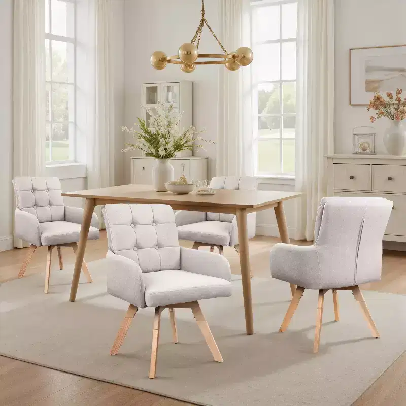 Art Leon Fabric Swivel Dining Chairs, Set of 2