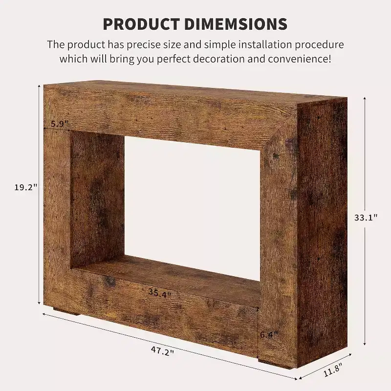 47 Farmhouse Console Table - Minimalist Vintage Entryway Table, Storage Rustic Sofa Table with Open Shelves