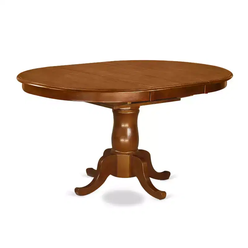 HomeStock Belmont Dining Room Set-Oval Dining Table With Leaf And Chairs, Saddle Brown