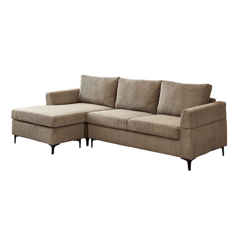 HOOOWOOO Living Room L-Shaped Polyester Fabric Reversible Chaise Sofa