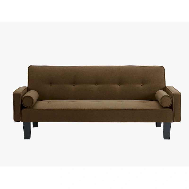 Linen Fabric Modern Convertible Sofa Bed with Removable Armrests