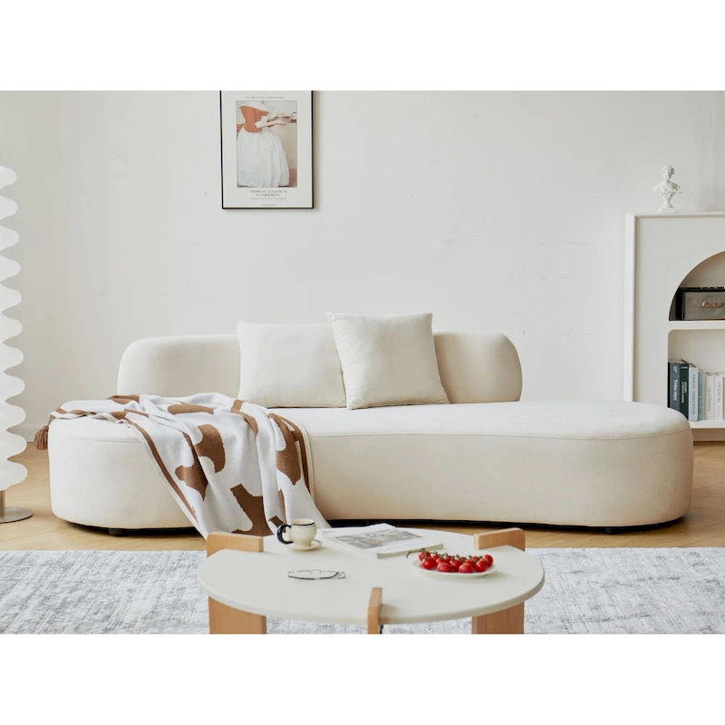 90.2 inch Half Moon Curved Velvet Living Room Sofa