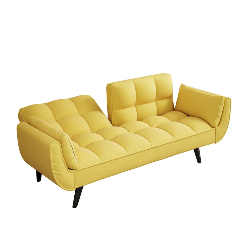 57 Sofa Bed,Polyester Blend Comfy Futon Couch Bed with 2 Square Pillows, Convertible Sleeper Sofa with Adjustable Backrest
