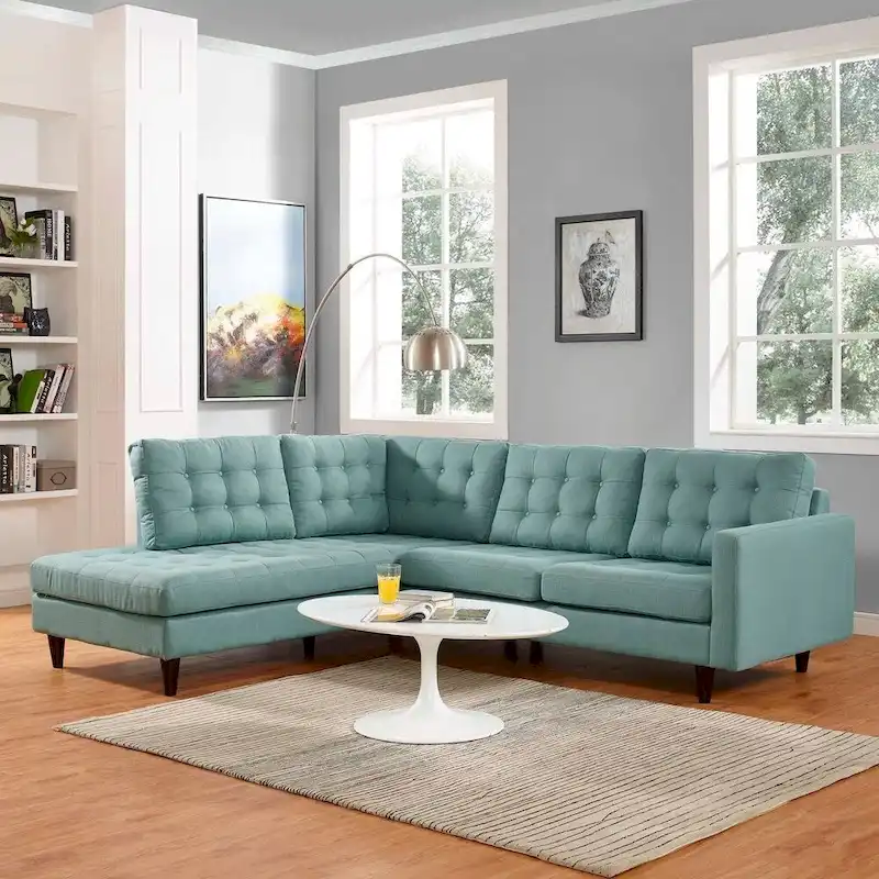 2 Piece Upholstered Fabric Left Facing Bumper Sectional