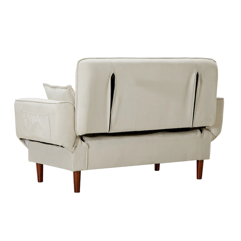 Multifunctional Sofa Bed Sleeper with 2 Pillows Beige Fabric