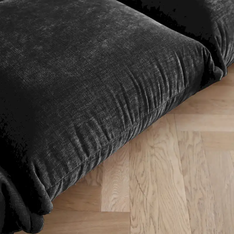 103.9 L-Shaped Sectional Sofa Chenille Fabric 3-Seat Couch with Ottoman