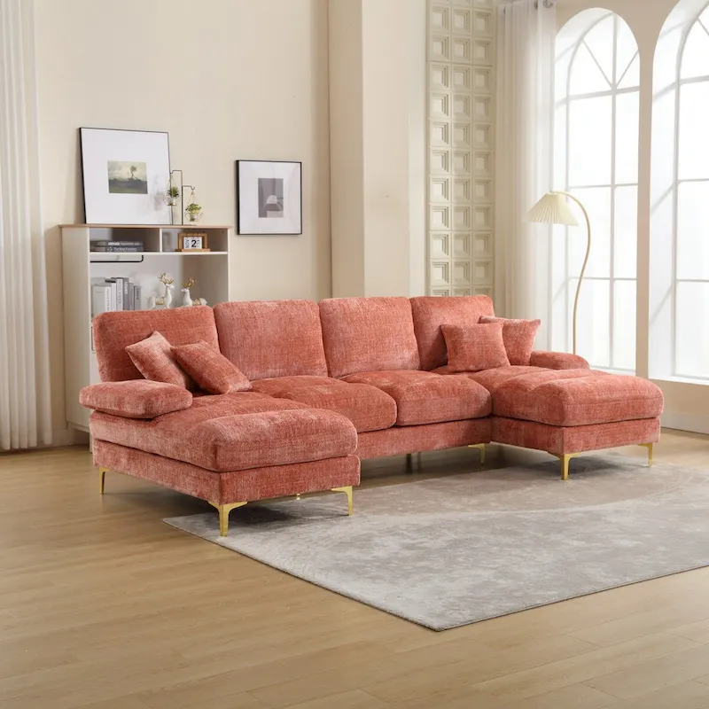 UNITED Modern Large chenille Fabric U-Shape Sectional Sofa