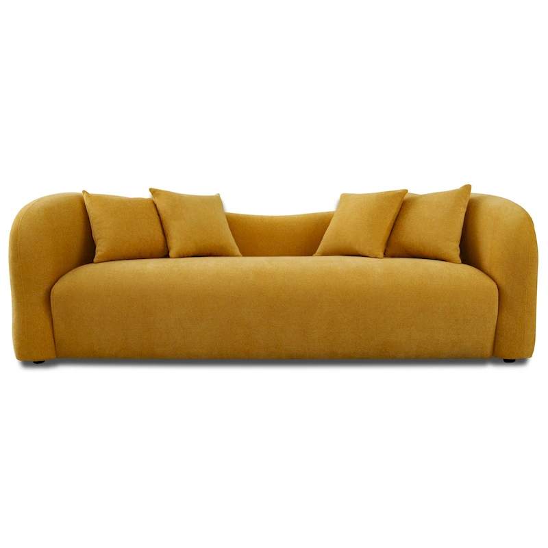Hanar Mid Century Modern Luxury Tight Curved Back Boucle Sofa