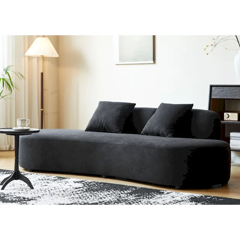 90.2 inch Half Moon Curved Velvet Living Room Sofa