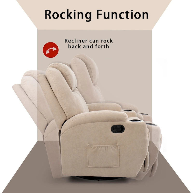 Homall Massage Recliner Chair Swivel Fabric Living Room Sofa