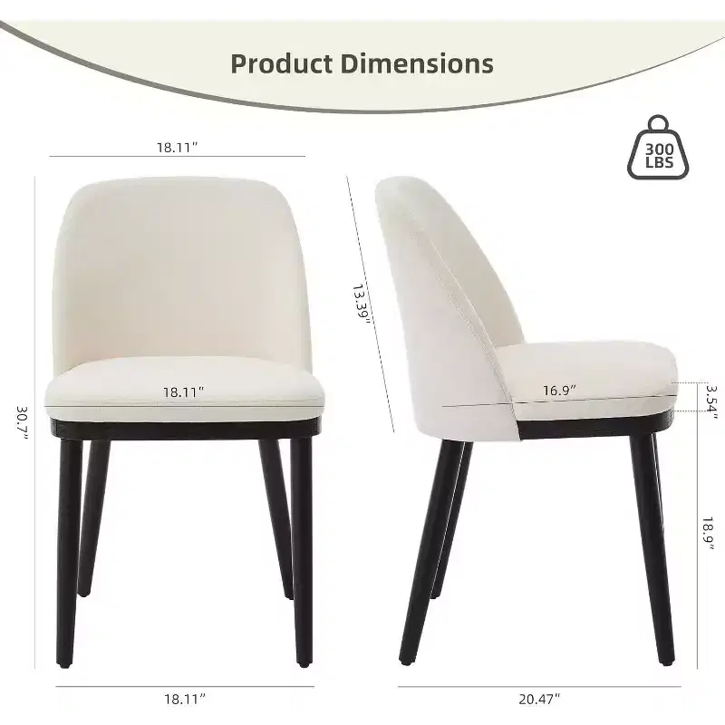 COZONY Leather Upholstered Dining Chair, Wood Legs Wing Backrest Thick Cushion Kitchen Chair for Dining Room Living Room
