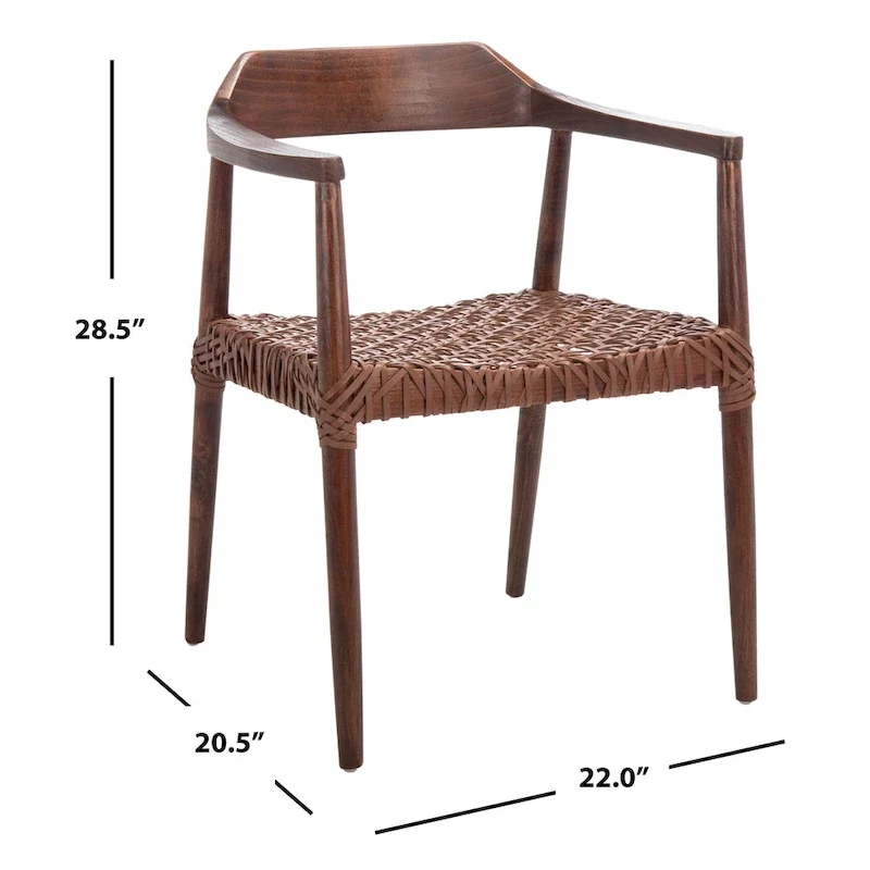 Munro Wanda Woven Leather & Solid Wood Accent Chair (Fully Assembled) - 22 W x 20.5 L x 28.5 H - 22Wx21Dx29H