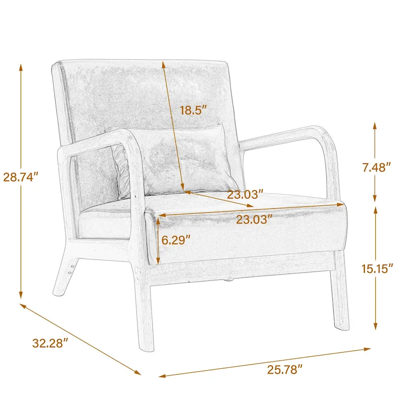 Upholstered Arm Chair with Cution Modern Side Accent Chairs - 25.8W x 28.7H x 32.3D