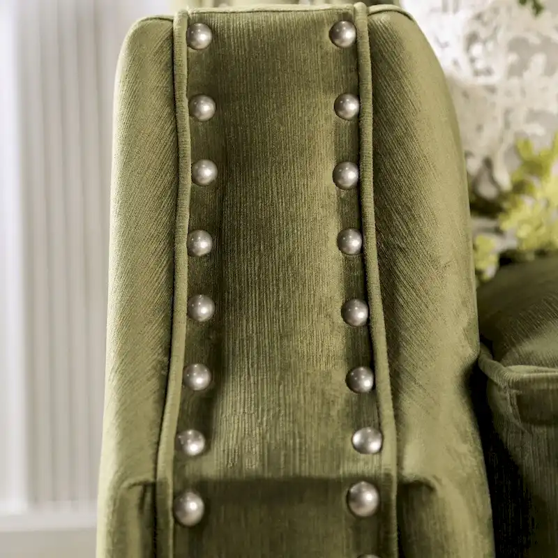 Olie Transitional Green Fabric Upholstered Tufted Back Sofa by Furniture of America
