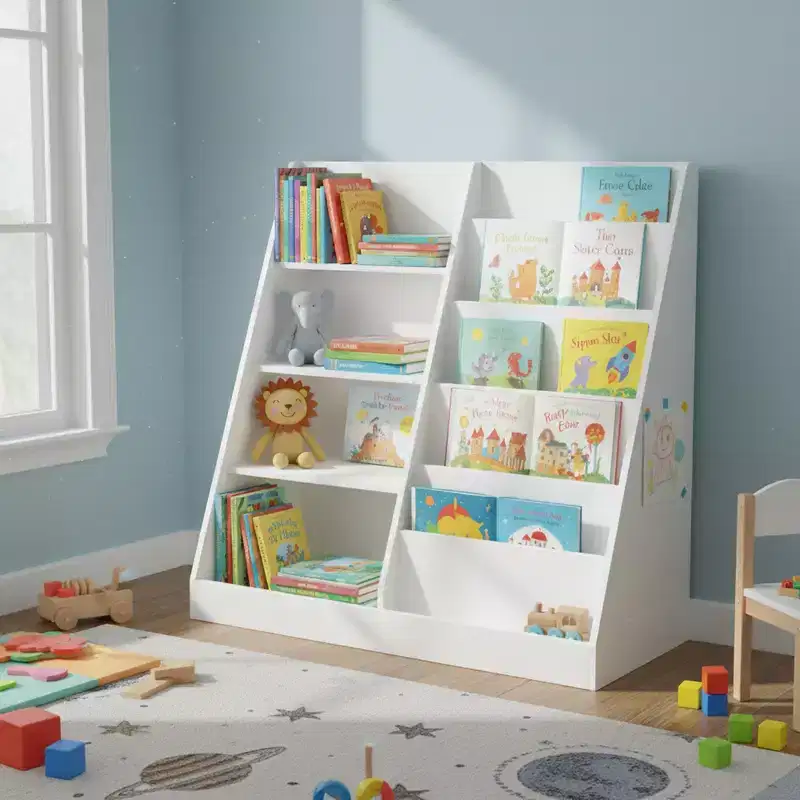 Wood Kids Bookshelf and Toy Storage Organizer with Open Shelves