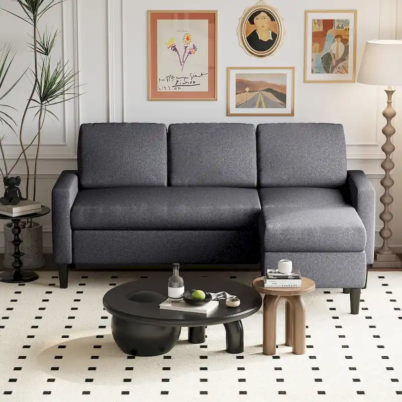 Futzca 74 Convertible Sectional Sofa Couch, Small L-Shaped Sofa