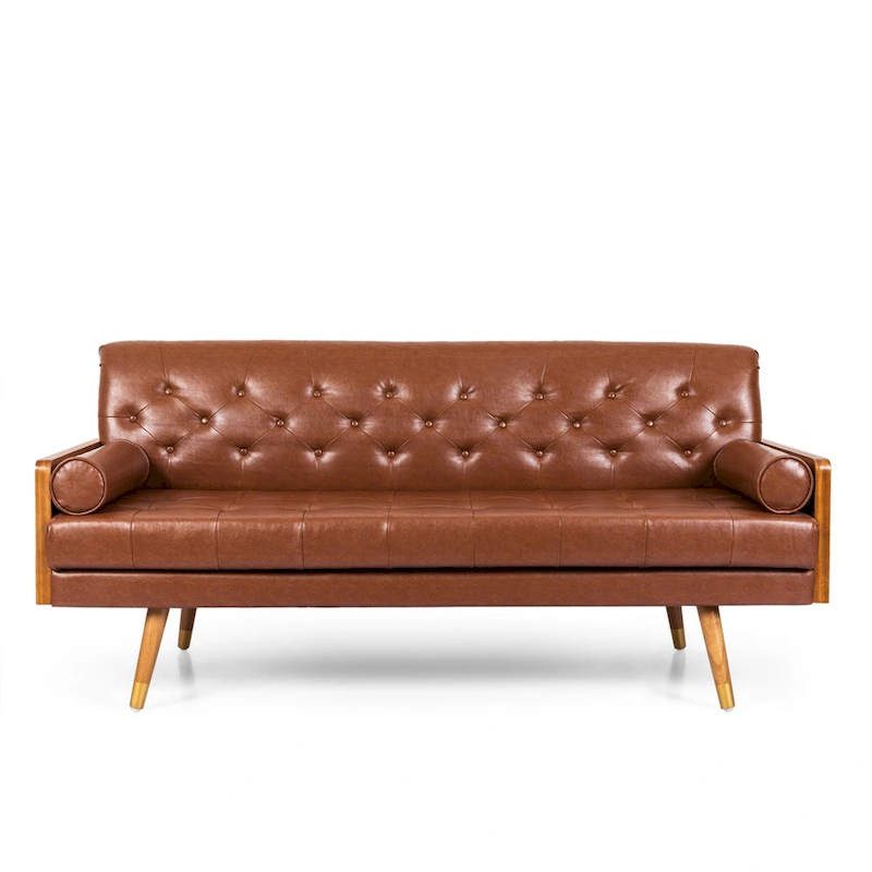 Barnard Mid-century Tufted Sofa with Accent Pillows by Christopher Knight Home