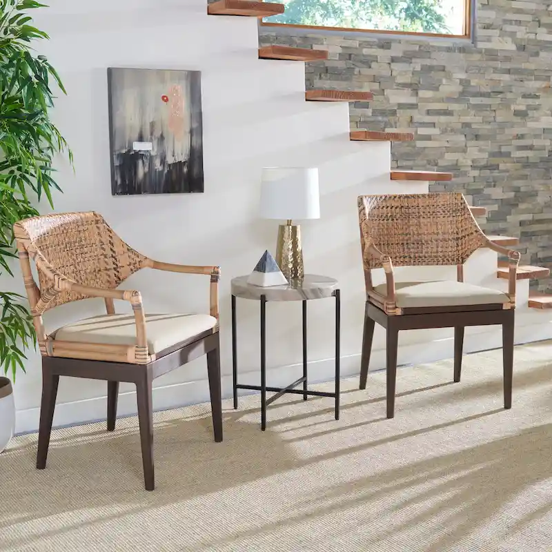 SAFAVIEH Saveta Honey Arm Chair - 23 x 22.5 x 34 - 23Wx23Dx34H