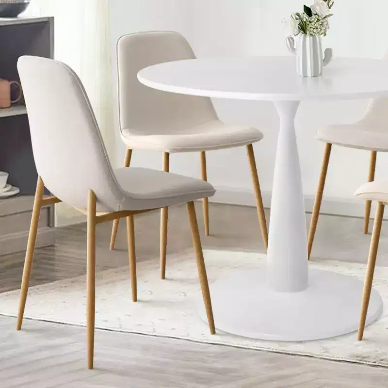5-Piece Small Dining Table Set for 4, Round Dining Room Set With 4 Upholstered Chairs Oak Legs for Apartment, Indoor Furniture - Panipeachy
