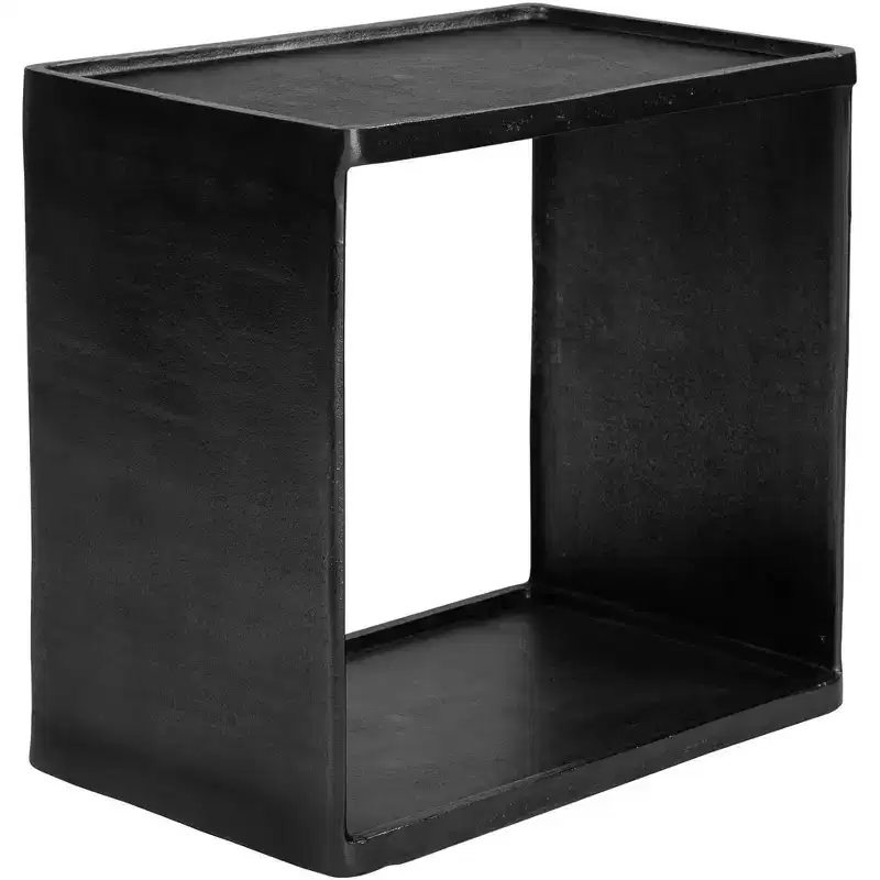 Industrial Antique Nickel Accent Side End Table with Open Storage