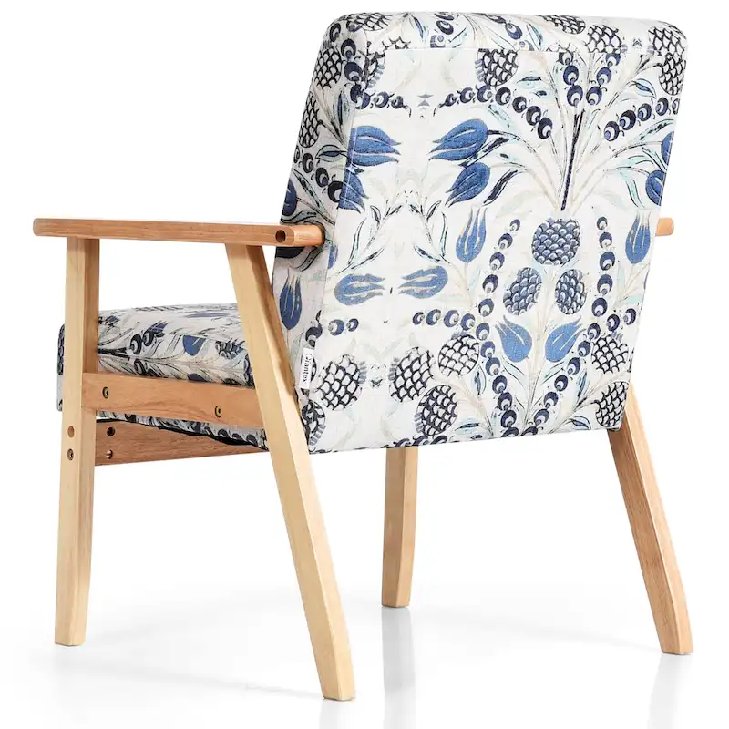 Gymax 2PCS Accent Armchair Upholstered Chair Home Office w/ Wooden - 25 x 26.5 x 32