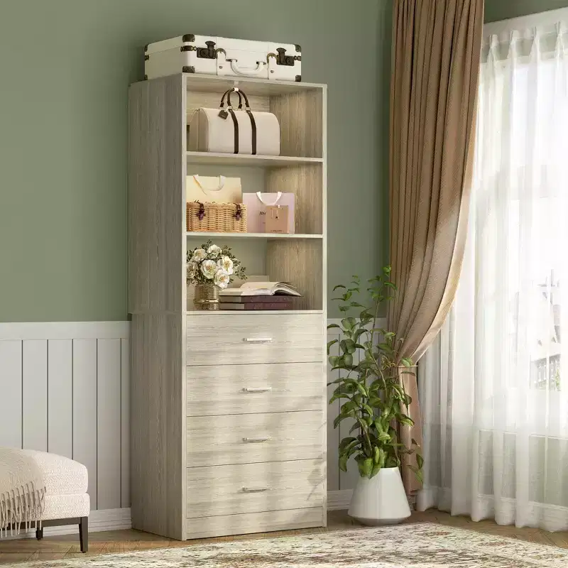 Besiost Closet Organizer System with Wood Drawers and Shelves