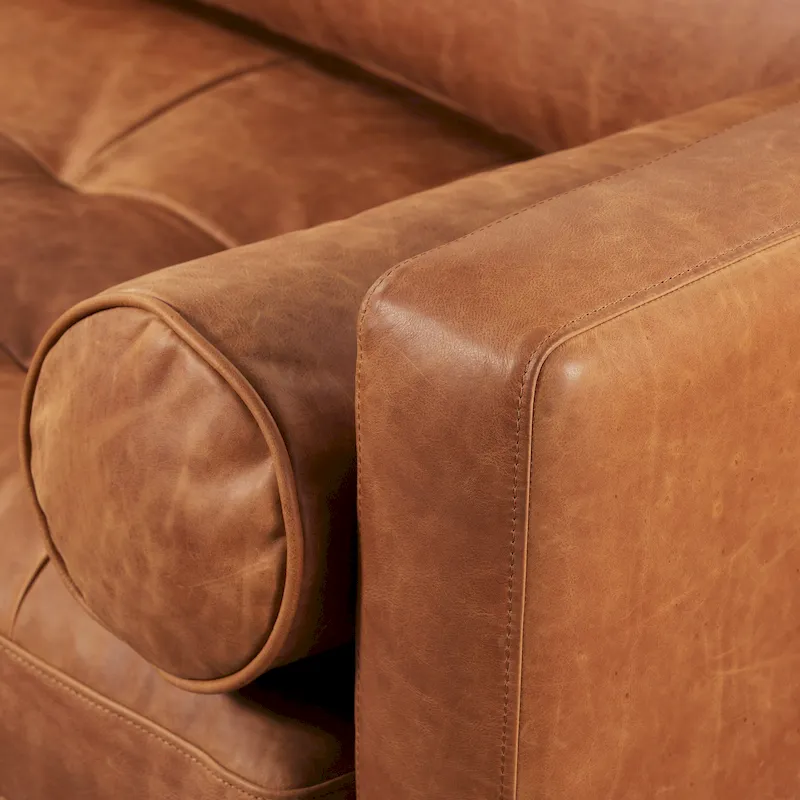 Poly & Bark Napa 82 Leather Pull-Out Convertible Sleeper Sofa - Full Grain Genuine Italian Leather