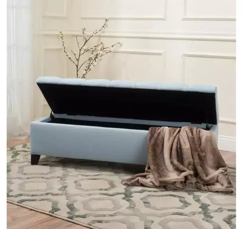 Okak Luxury Storage Ottoman Bench with Button-Tufted Upholstered Rectangular Long Storage Footrest Stool for Living Room,Entryway,Bedroom