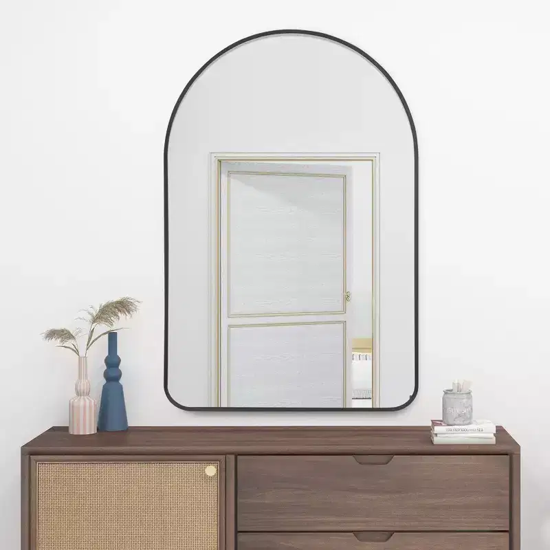PexFix Arch Wall Mirror for Bathroom with Metal Frame Round Corner for Wall Decoration Set of 2