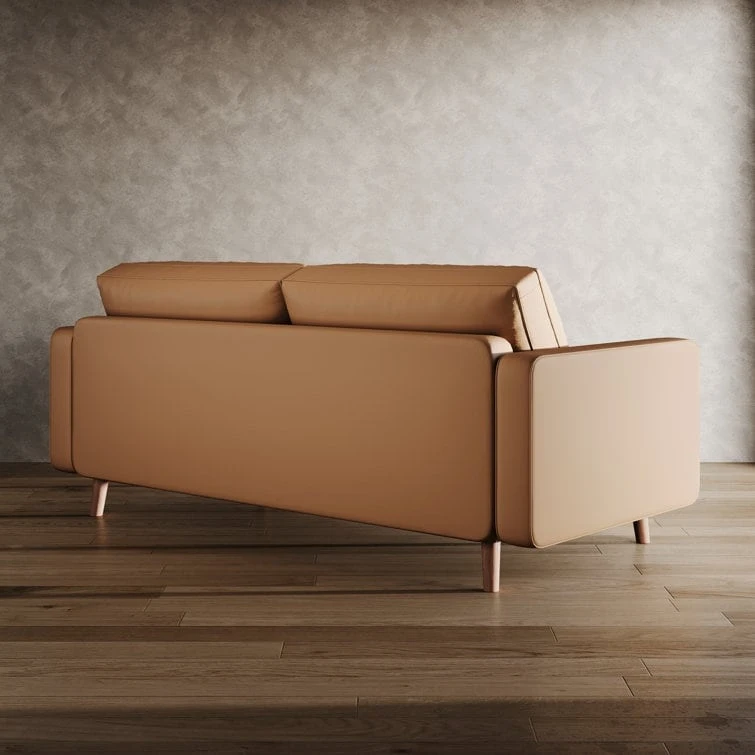Stateside Upholstered Leather Square Arm Sofa Couch 70
