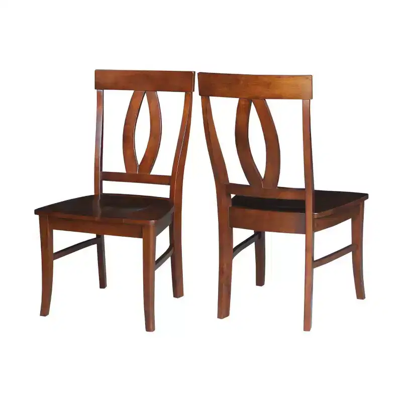 Set of 2   Splat Back Chairs Espresso -