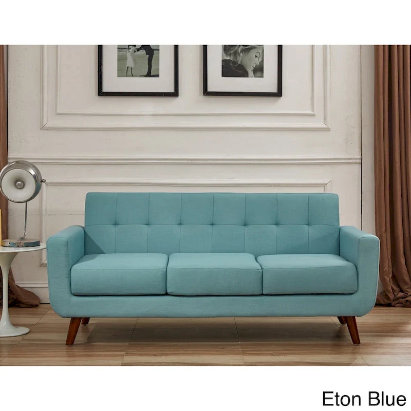 U.S. Pride Furniture Grace Rainbeau Linen Upholstered Tufted Mid-century Sofa