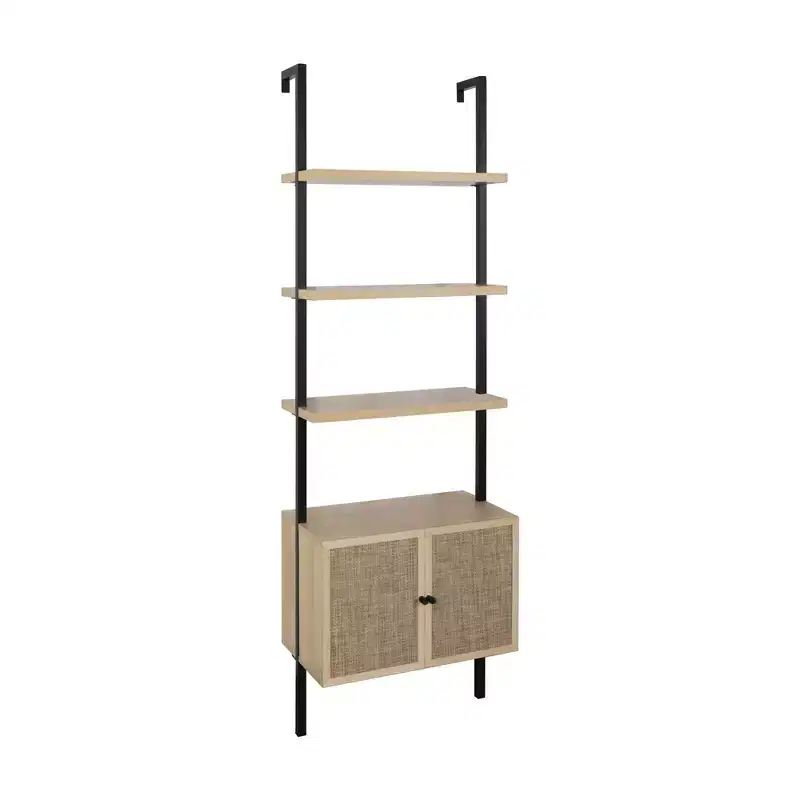73 3 Tier Rattan Ladder Bookshelf with Storage - Nathan James