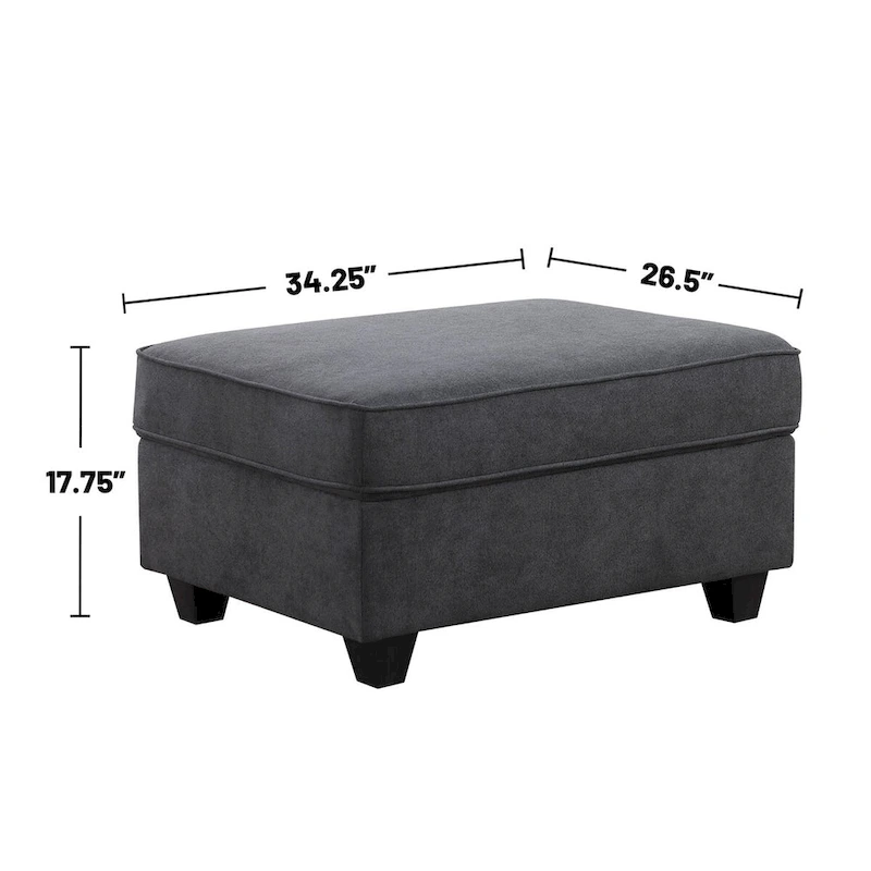 7 Piece L-Shape Sectional Sofa with Ottoman in Stone Gray