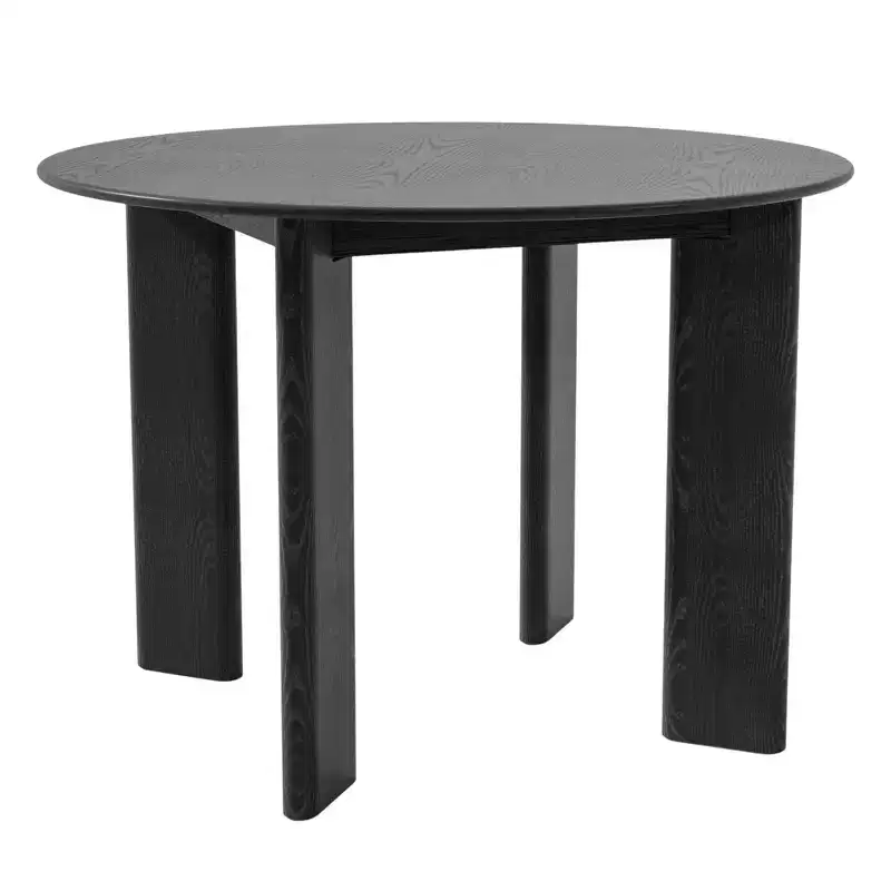 42 Black Solid Wood Round Top Dining Table