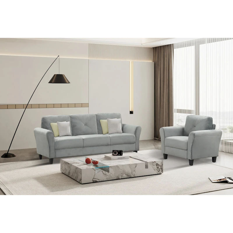 74.9 Polyester 3-Seater Sofa with Wood Frame, High Elastic Sponge Cushion