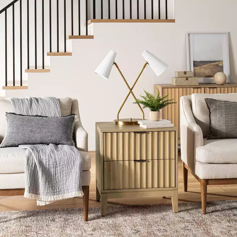 Thousand Oaks Wood Scalloped End Table with Drawers Natural Wood - Threshold™ designed with Studio McGee