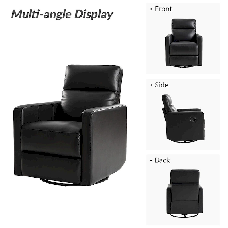 Josefa Modern Genuine Leather Swivel Rocker Recliner Set of 2 by Hulala Home