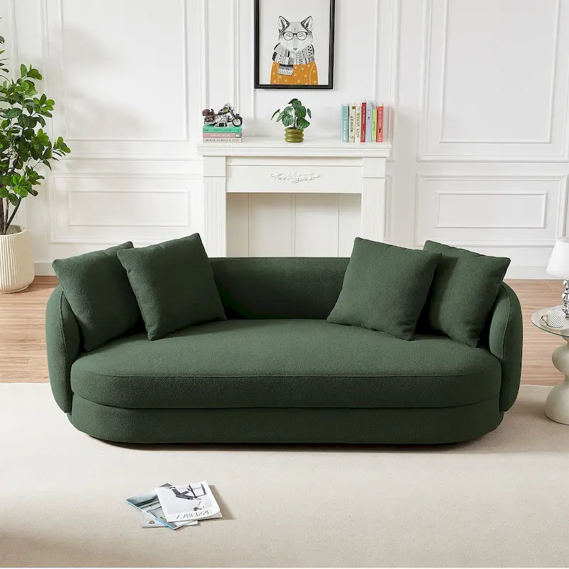 Haas Japandi Style Luxury Modern Boucle Fabric Curved Sofa
