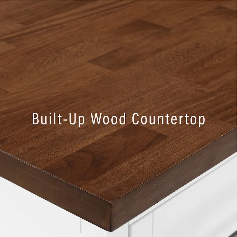Crosley Bartlett Wood Top Kitchen Island W/Uph Square Stools - 50d x 42w x 36h