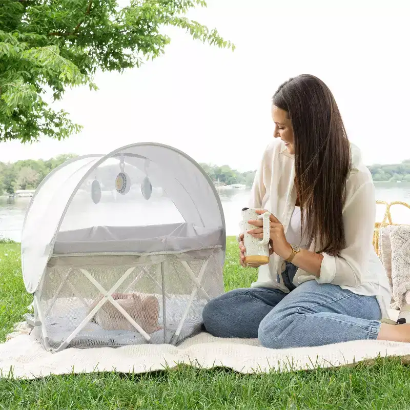 Regalo My Play Baby Portable Infant Activity Center: Metal Frame, 15 lb Capacity, Folds for Transport & Storage